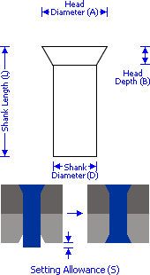 Solid 60deg Countersunk Head Rivet - schematic